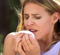 Woman about to sneeze